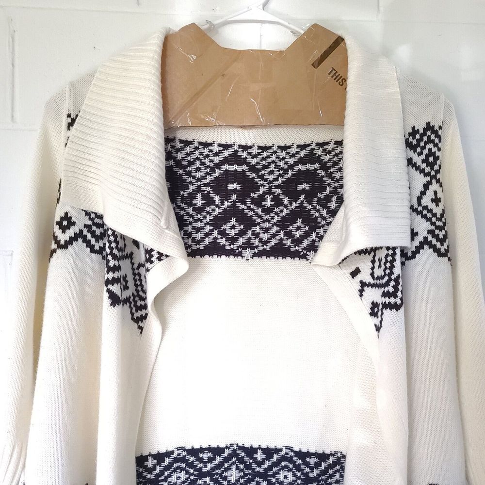 Lane Bryant plus size 18/20 W open front Geometric cardigan 3/4 sleeve ivory Wht - Picture 4 of 15